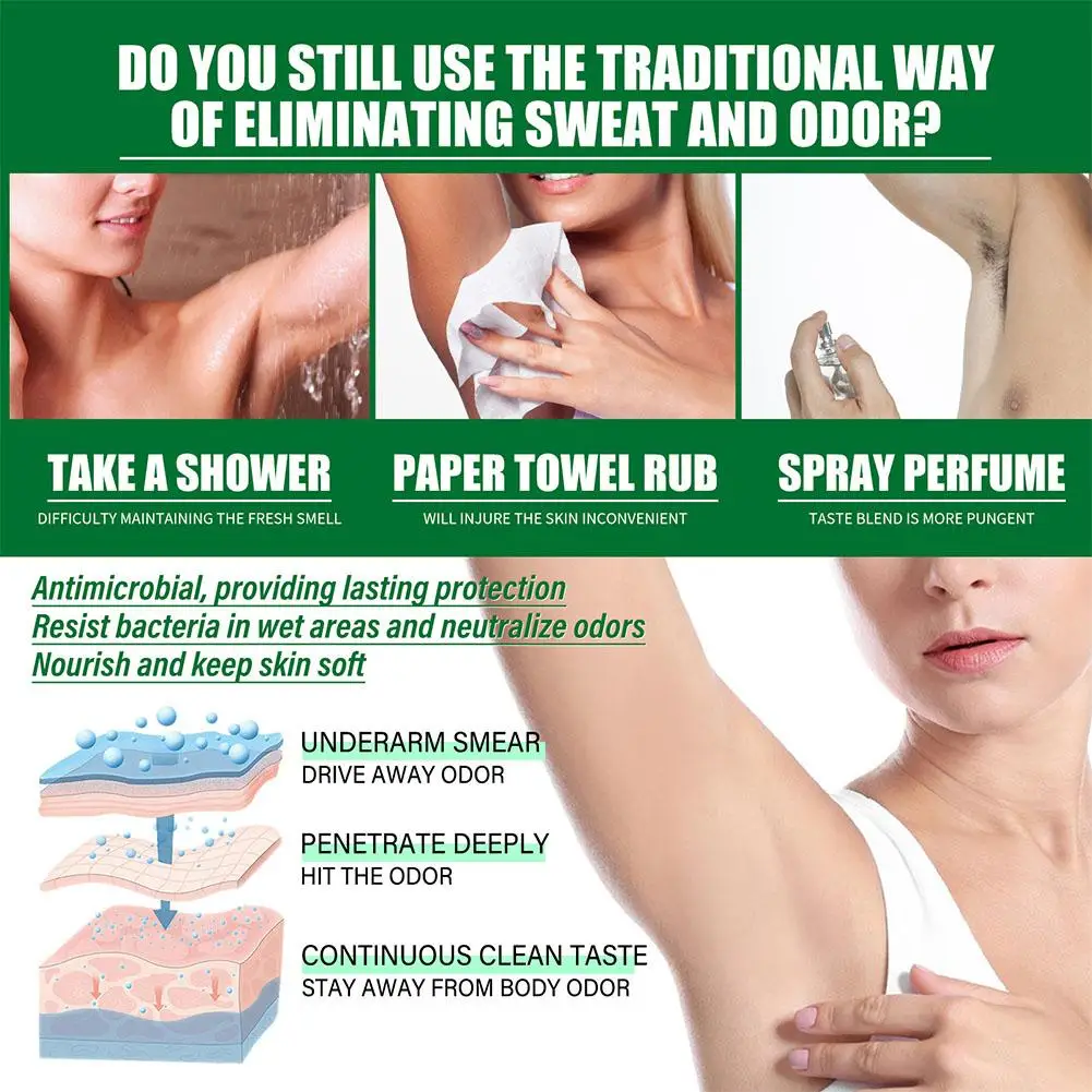 Armpit Odor Removal Cream Underarm Bad Smell Sweating Removal For Man Woman Body Refreshing Lasting Aroma Skin Care Deodorant