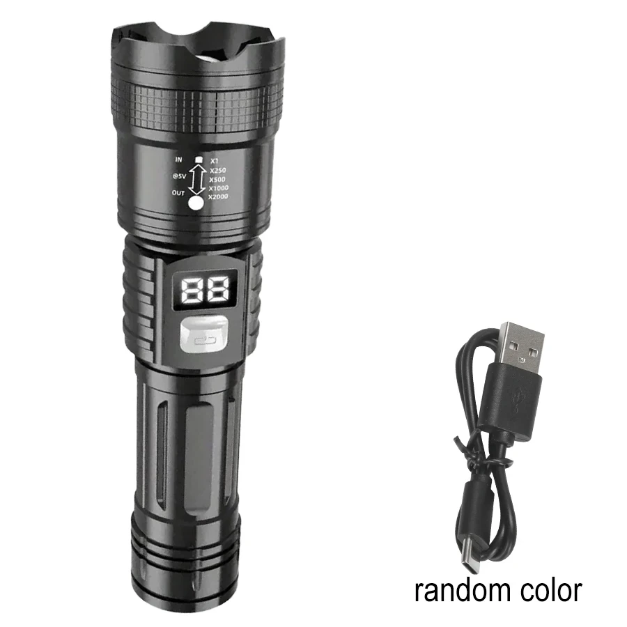100000LM Super Bright Flashlight Rechargeable LED Torch Long Range Tactical Lamp for Outdoor Waterproof Camping Fishing Lantern