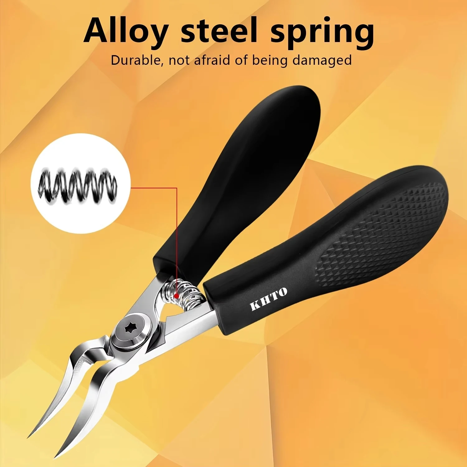 KHTO Professional Heavy-Duty Steel Toenail Clipper with Serrated Blade Thick & Ingrown Nails, Durable Trimmer for Men & Women