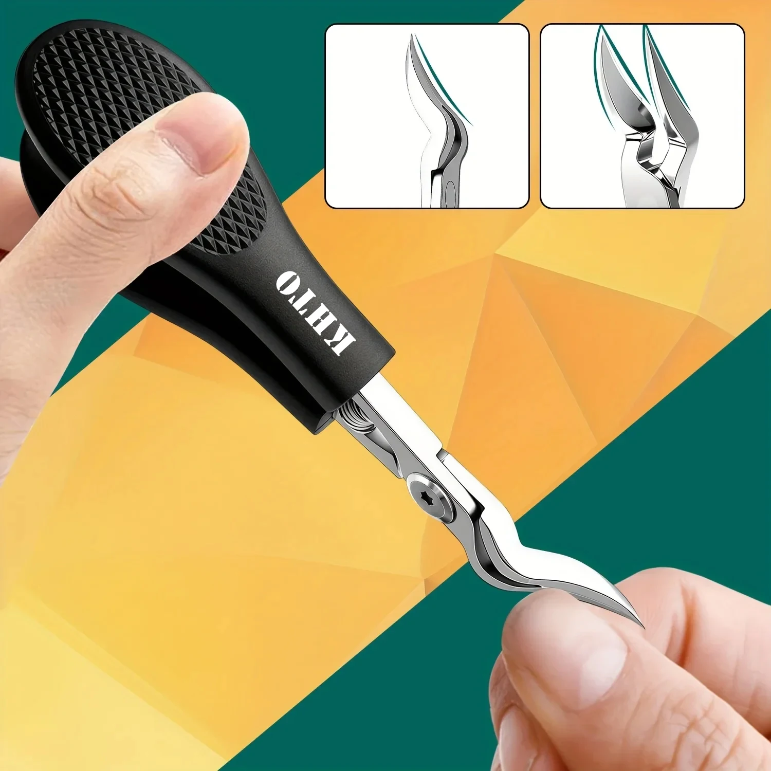 KHTO Professional Heavy-Duty Steel Toenail Clipper with Serrated Blade Thick & Ingrown Nails, Durable Trimmer for Men & Women