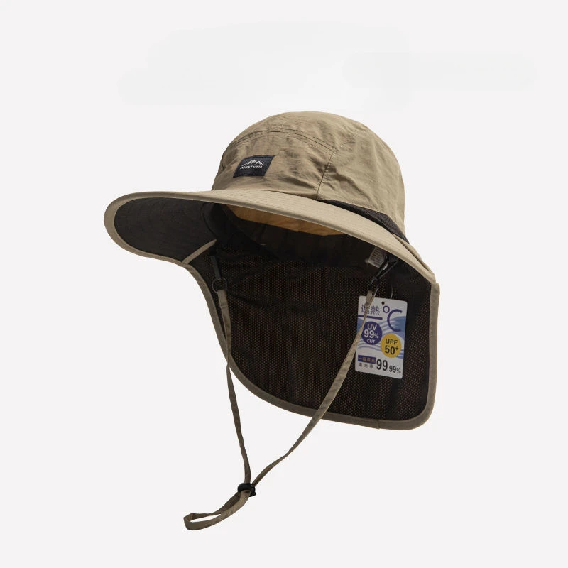 Unisex Summer Wide Brim Waterproof Quick-drying Panama Caps Outdoor Visor Bucket Hats Mesh Breathable Sun Hat with Neck Flap