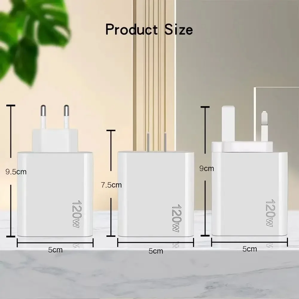 Multi Ports USB C Charger 120W PD Type C Fast Wall Charger EU/US/UK Plug for iPhone Samsung Xiaomi Huawei Mobile Phone Adapter