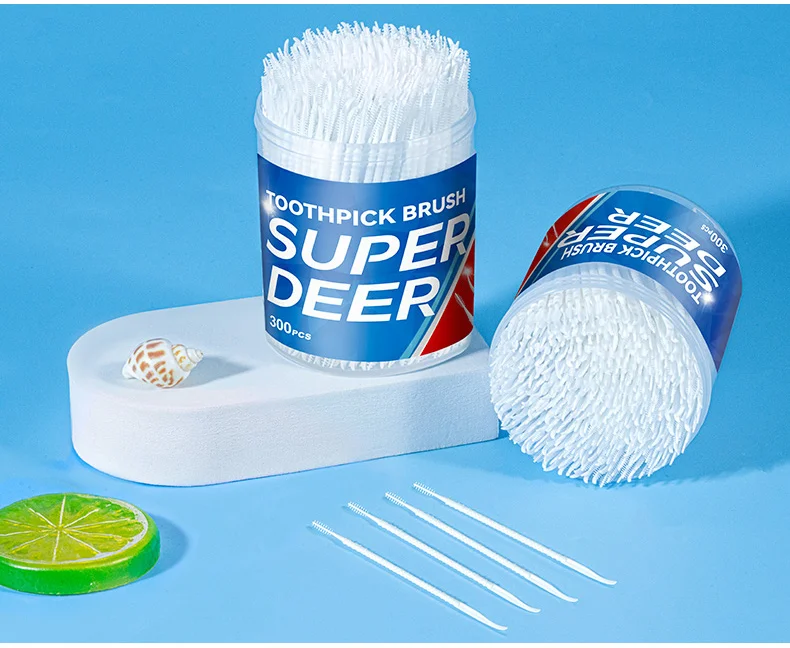 300 PCs Boxed Toothpick Brush Plastic Toothpick Disposable Household Interdental Brush Teeth Picking Dental Floss