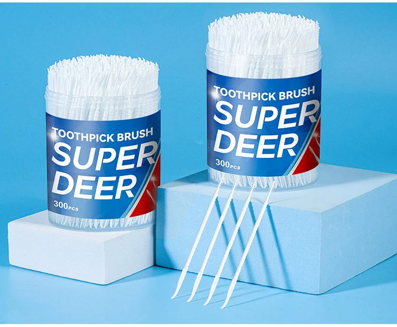 300 PCs Boxed Toothpick Brush Plastic Toothpick Disposable Household Interdental Brush Teeth Picking Dental Floss