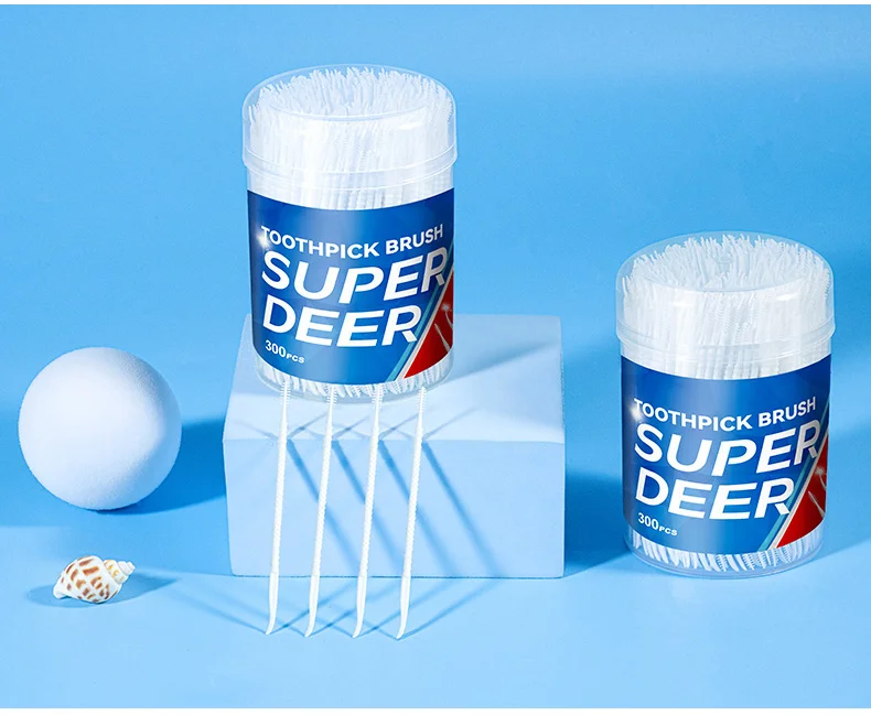 300 PCs Boxed Toothpick Brush Plastic Toothpick Disposable Household Interdental Brush Teeth Picking Dental Floss