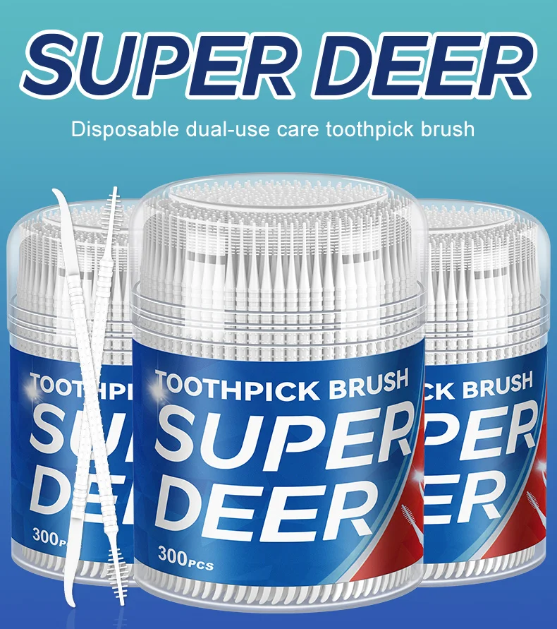 300 PCs Boxed Toothpick Brush Plastic Toothpick Disposable Household Interdental Brush Teeth Picking Dental Floss