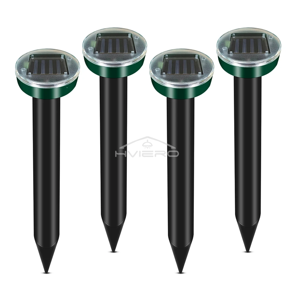 4/8X Solar Repeller Powered Ultrasonic Sonic Mouse Mole Pest Rodent Repellent Vibration Wave Yard Outdoor Garden Lawn Farm Field