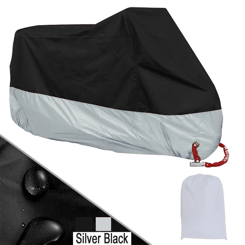 All Season Motorcycle Cover Silver Black Sun Reflective Waterproof Dustproof UV Protection for Moto Scooter M to 4XL 2025