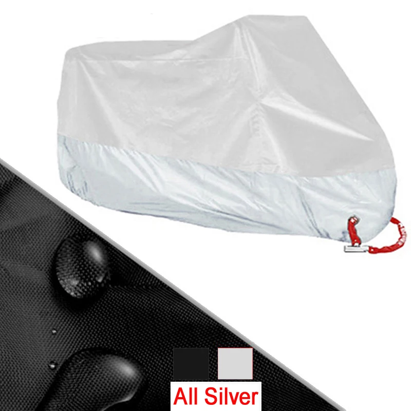 All Season Motorcycle Cover Silver Black Sun Reflective Waterproof Dustproof UV Protection for Moto Scooter M to 4XL 2025