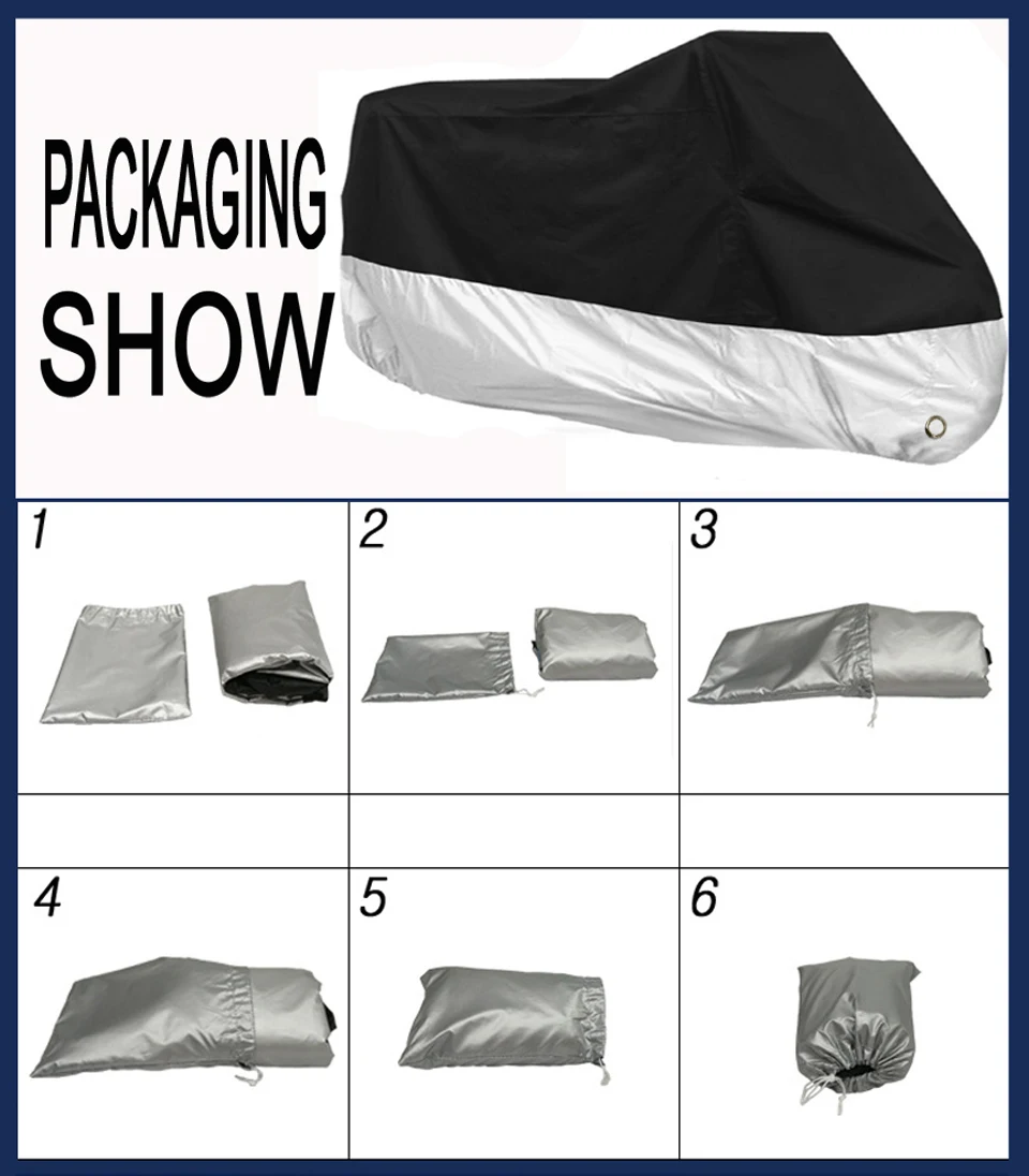 All Season Motorcycle Cover Silver Black Sun Reflective Waterproof Dustproof UV Protection for Moto Scooter M to 4XL 2025