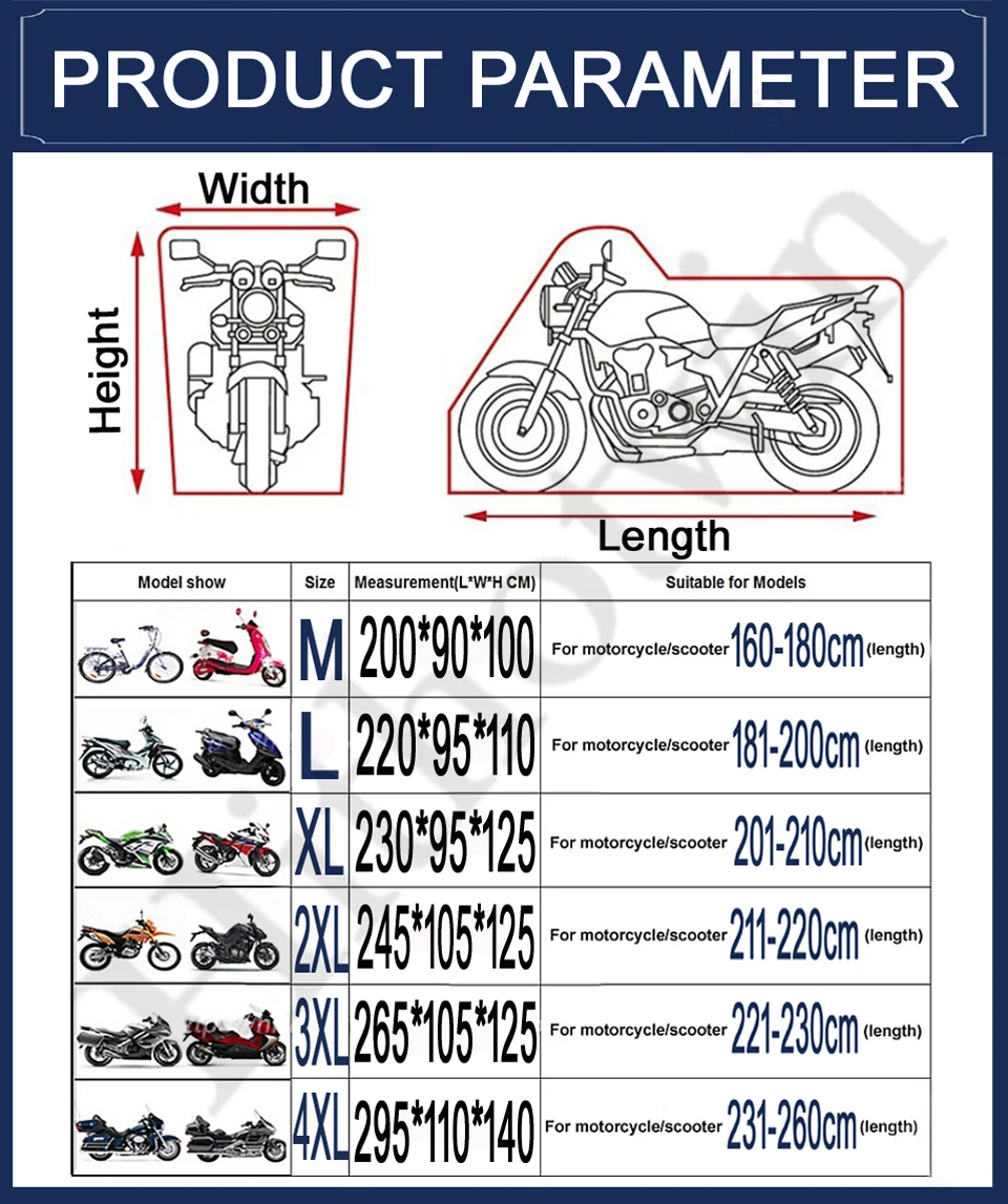 All Season Motorcycle Cover Silver Black Sun Reflective Waterproof Dustproof UV Protection for Moto Scooter M to 4XL 2025