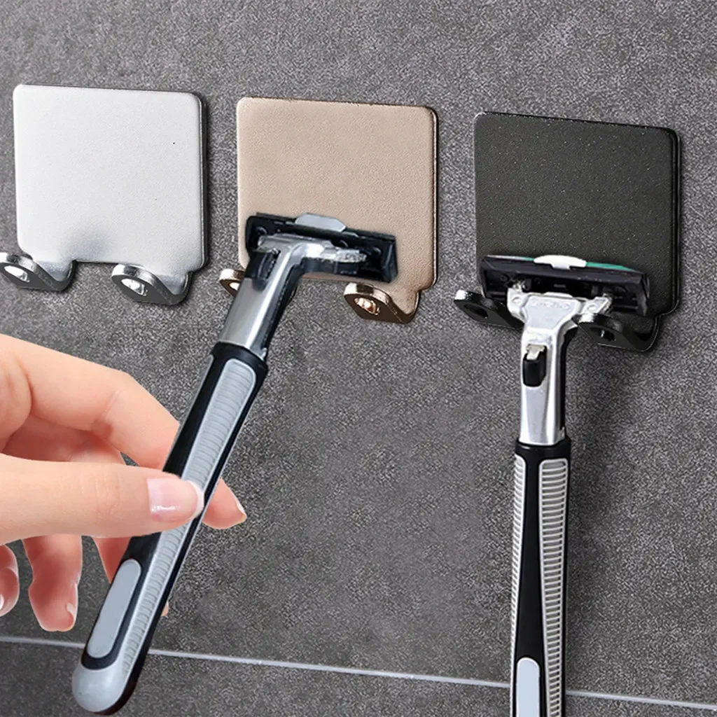 Bathroom Stainless Steel Razor Holder Storage Hook Wall Men Shaving Shaver Shelf Punch Free Razor Rack Accessories Organization