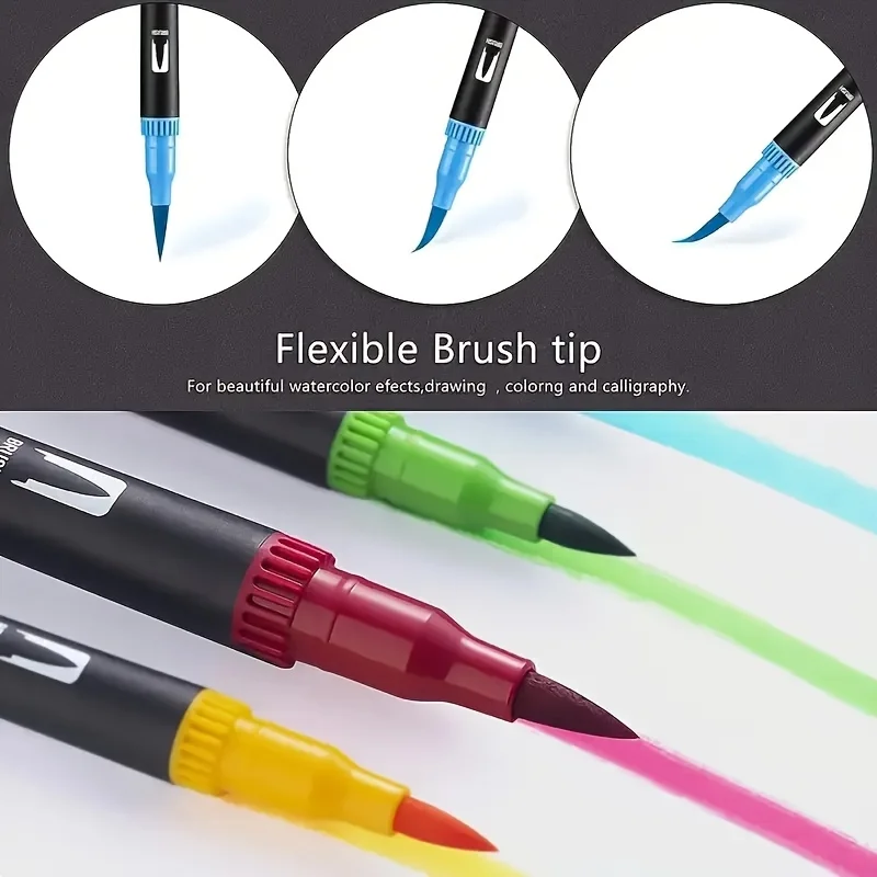 Vibrant Double-Ended Watercolor Markers – Art Set for Drawing & Crafts, Durable Plastic Bodies, Christmas Gift