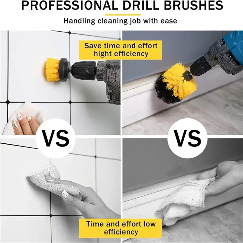 3 pcs/set drill brush set power scrubber wash cleaning brushes tool kit for Grout Floor tub shower tile bathroom kitchen surface
