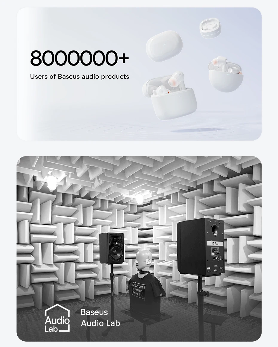 Baseus Bass EP10 NC -43dB Noise Cancelling ANC True Wireless Earbuds Bluetooth 6.0 In-Ear Wireless Earphones 4-Mics ENC Ear buds