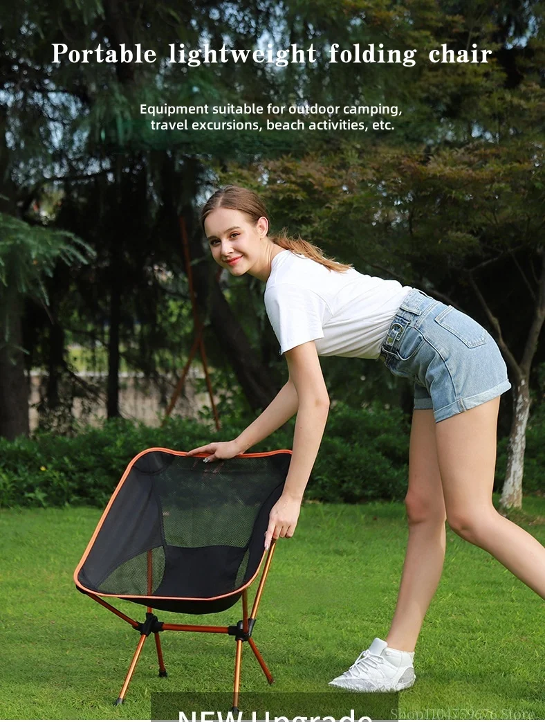 Outdoor Moon Chair, Camping Folding Chair, Portable Leisure Backrest Chair, Ultra-Light Aluminum Alloy Folding Chair Comfortable