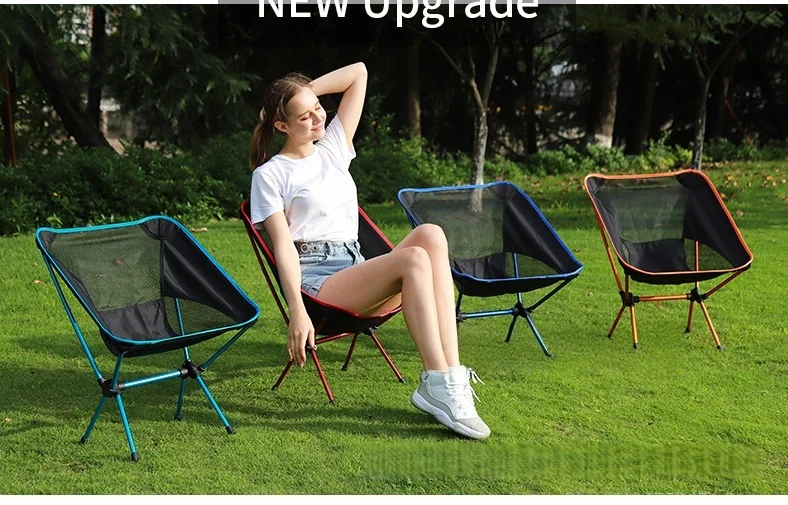 Outdoor Moon Chair, Camping Folding Chair, Portable Leisure Backrest Chair, Ultra-Light Aluminum Alloy Folding Chair Comfortable