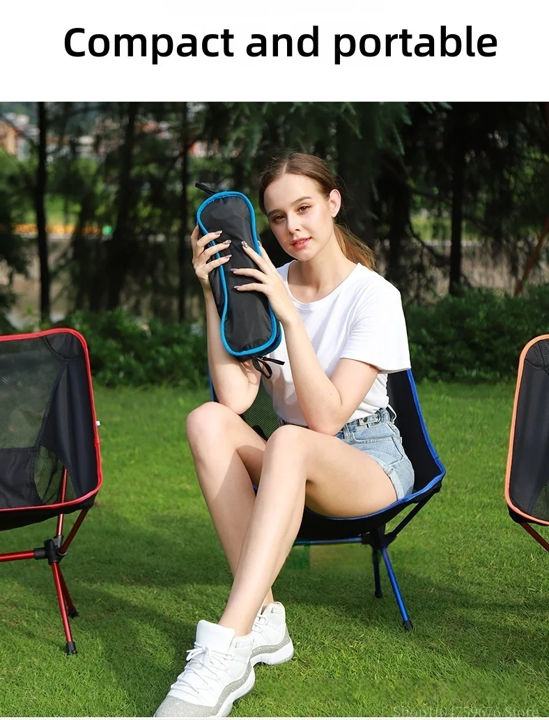Outdoor Moon Chair, Camping Folding Chair, Portable Leisure Backrest Chair, Ultra-Light Aluminum Alloy Folding Chair Comfortable