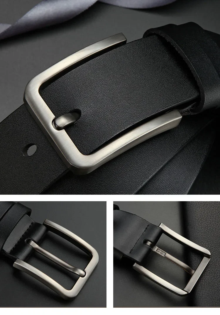 New Business Leisure Men's Alloy Square Pin Buckle Belts Male Famous Brand Luxury Designer Pu Leather Jeans Belts for Men
