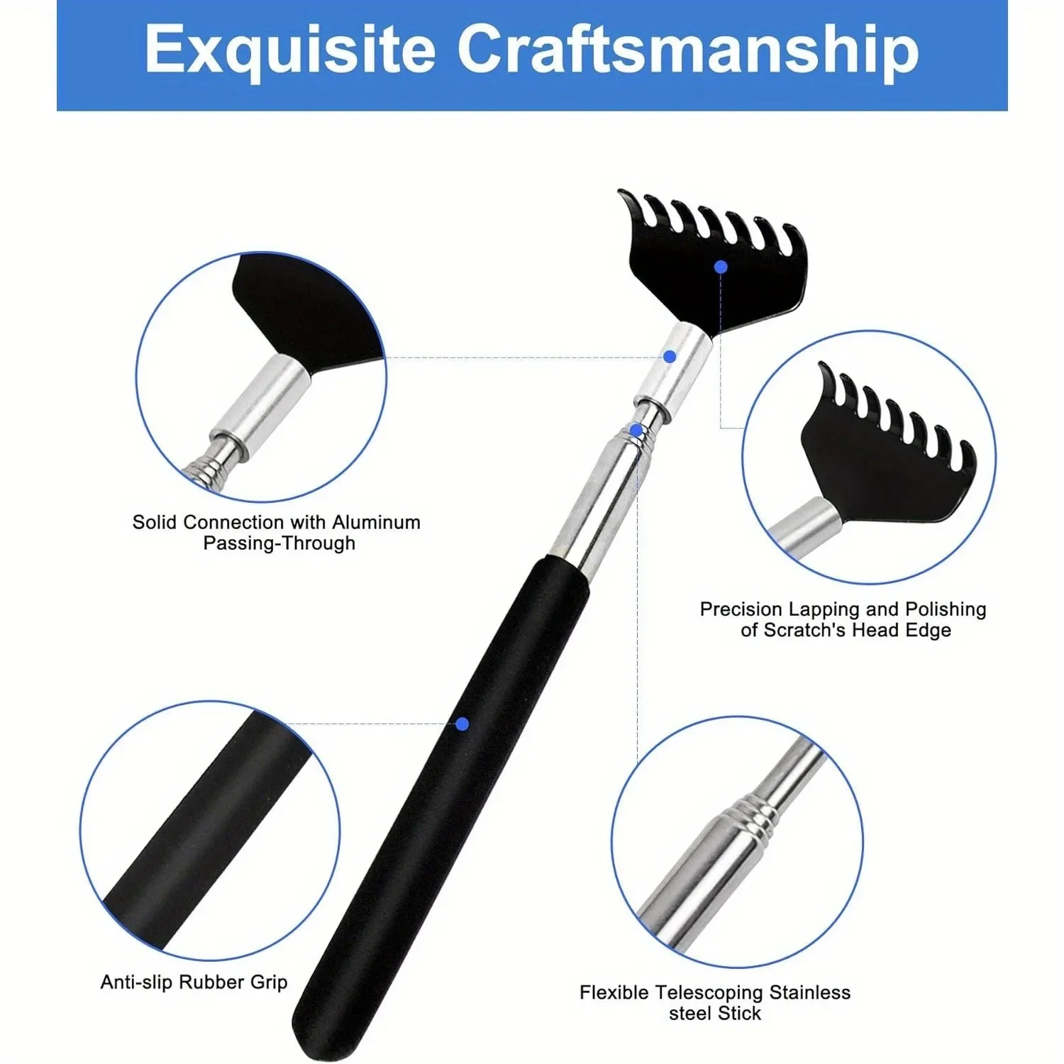 Extendable Portable Telescoping Metal Back Scratchers Hand Massager with Handles for Thanksgiving Birthday Christmas Gifts