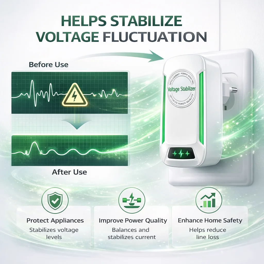 Voltage Stabilizer Plug For Home Power Optimization Device 90-250V Household Electrical Voltage Regulator EU/US/UK