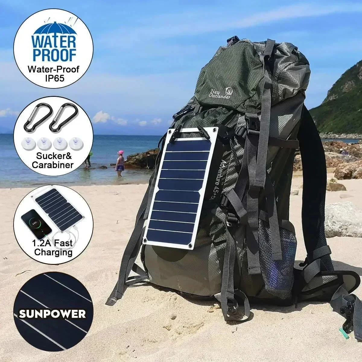 35W Sunpower Portable Solar Panel 5V Solar Plate WithUSB Safe Stabilize Charger ForPower Bank Phone Outdoor Camping Home RV Gift