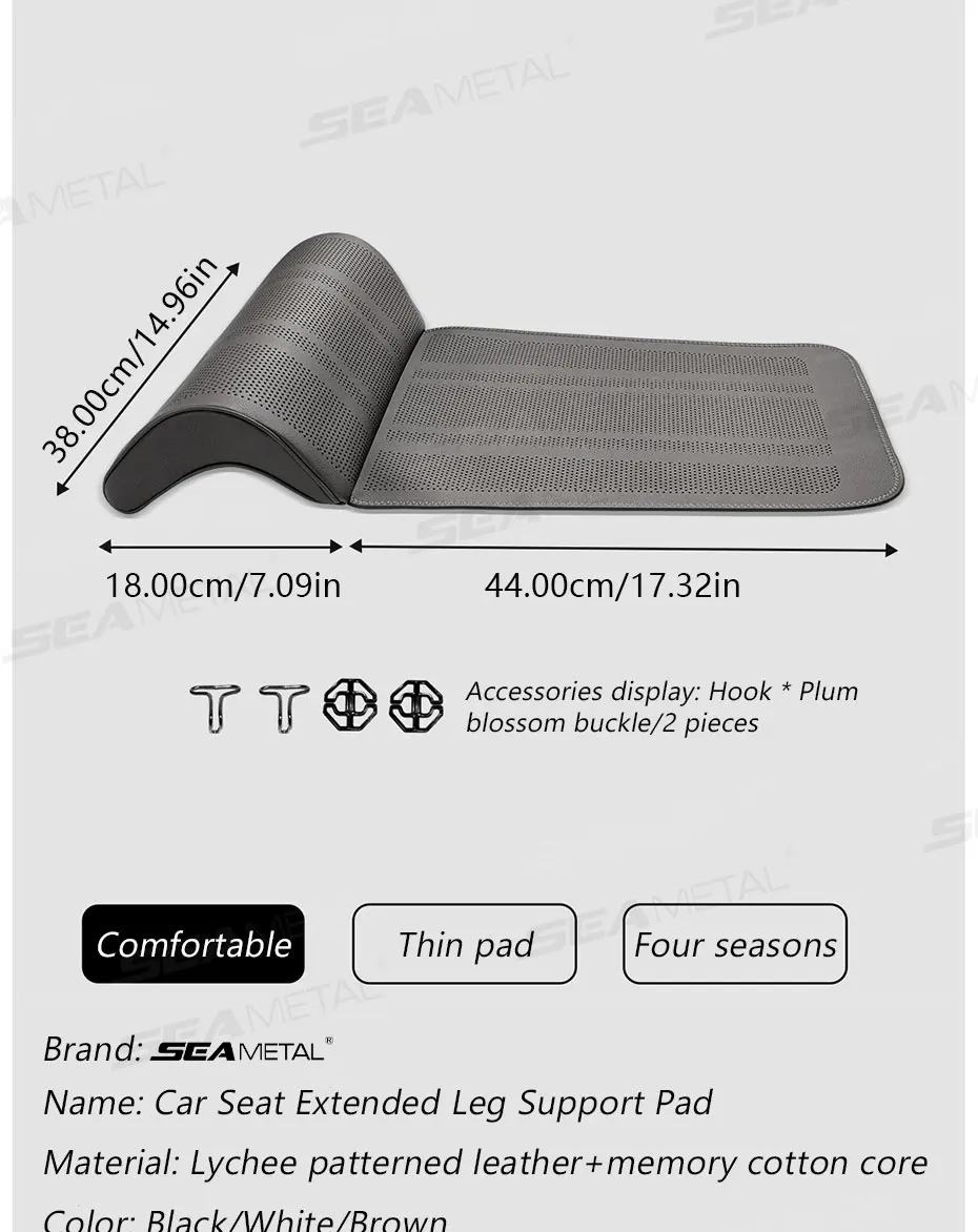 SEAMETAL Car Seat Cushion with Leg Support Universal Car Seat Protection Cover with Extension Leg Rest Padding Relieve Fatigue