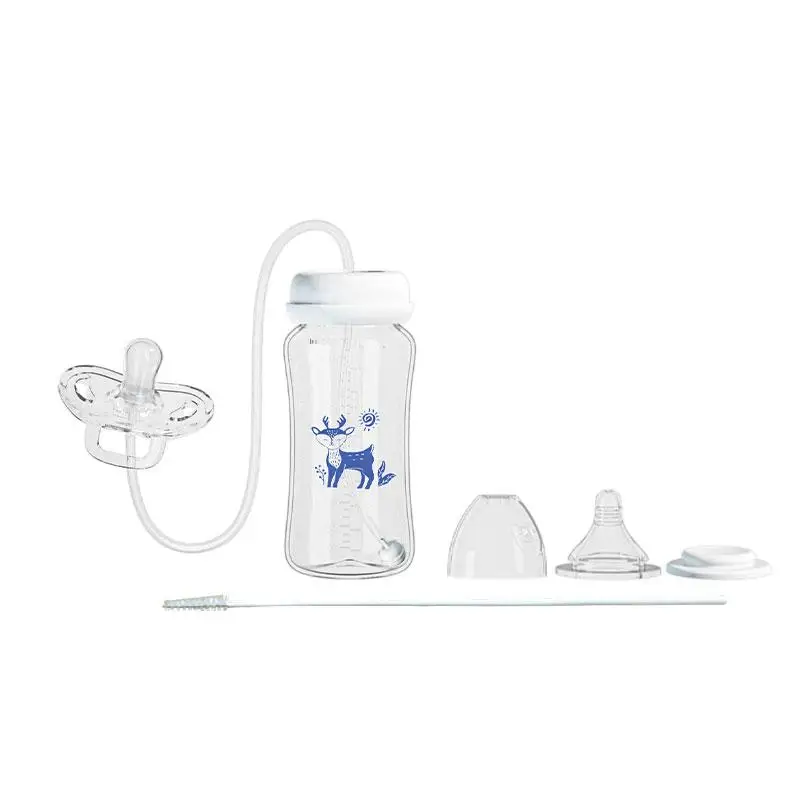 3-in-1 Hands-Free 300ML Wide-neck Baby Bottle,Milk Storage Bottle,Pacifier,Multi-Function Anti-Drop Gravity Ball Feeding Bottle