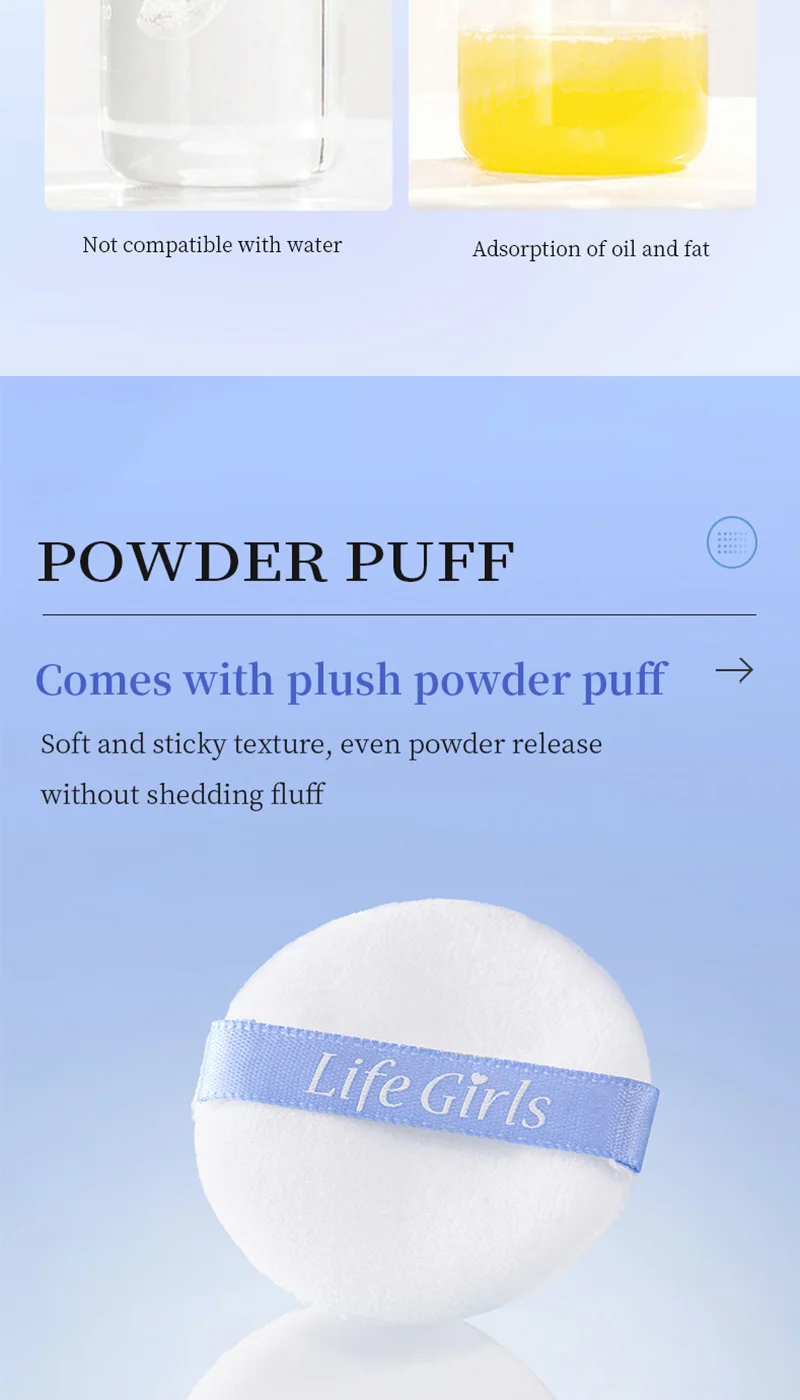 Life Girls Skin Tone Waterproof, Sweat-Proof Powder, Naturally Brightens, Conceals Concealer, Soft and Smooth, Natural and Transparent, Transparent Makeup, Own Puff