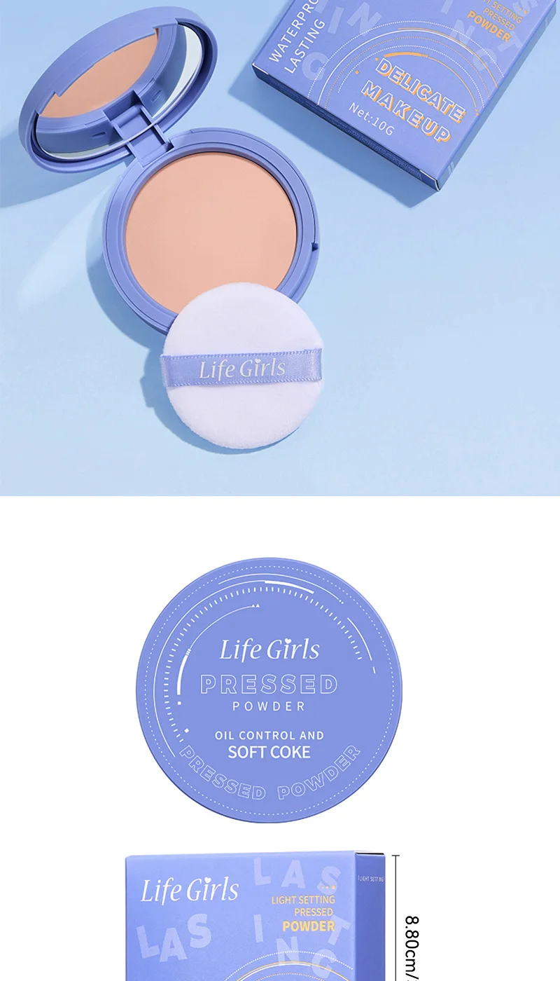 Life Girls Skin Tone Waterproof, Sweat-Proof Powder, Naturally Brightens, Conceals Concealer, Soft and Smooth, Natural and Transparent, Transparent Makeup, Own Puff