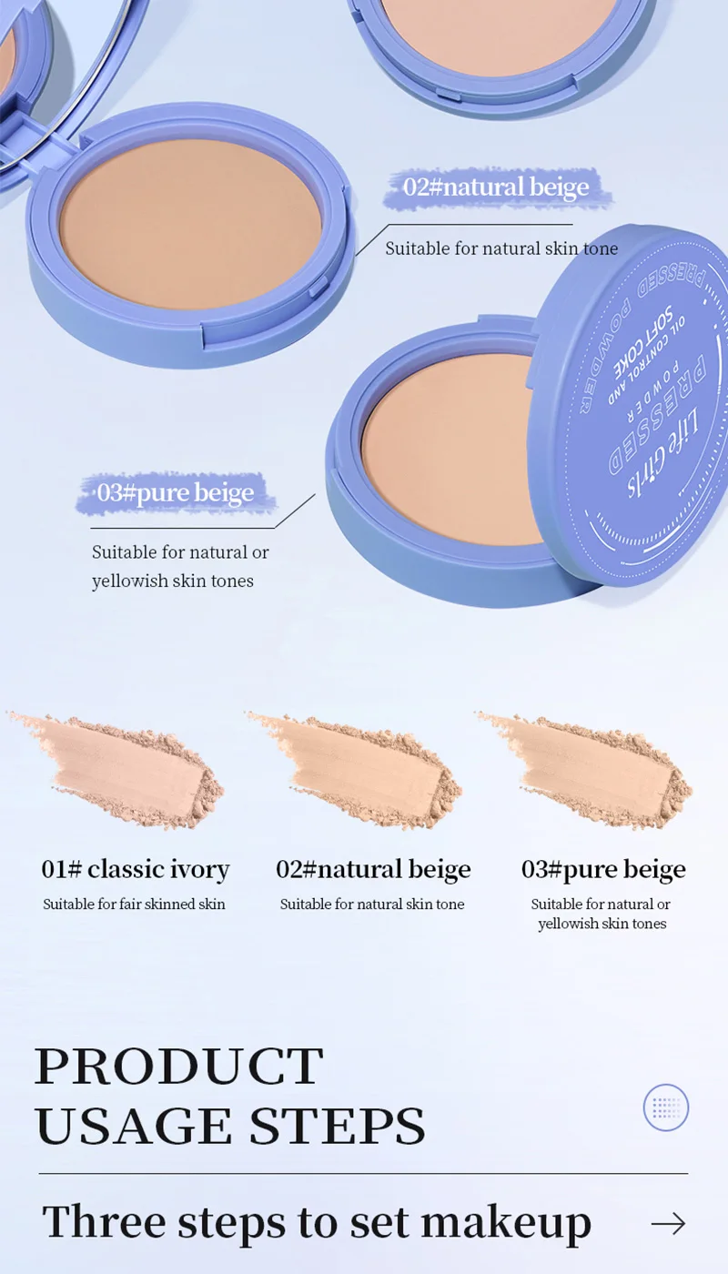 Life Girls Skin Tone Waterproof, Sweat-Proof Powder, Naturally Brightens, Conceals Concealer, Soft and Smooth, Natural and Transparent, Transparent Makeup, Own Puff