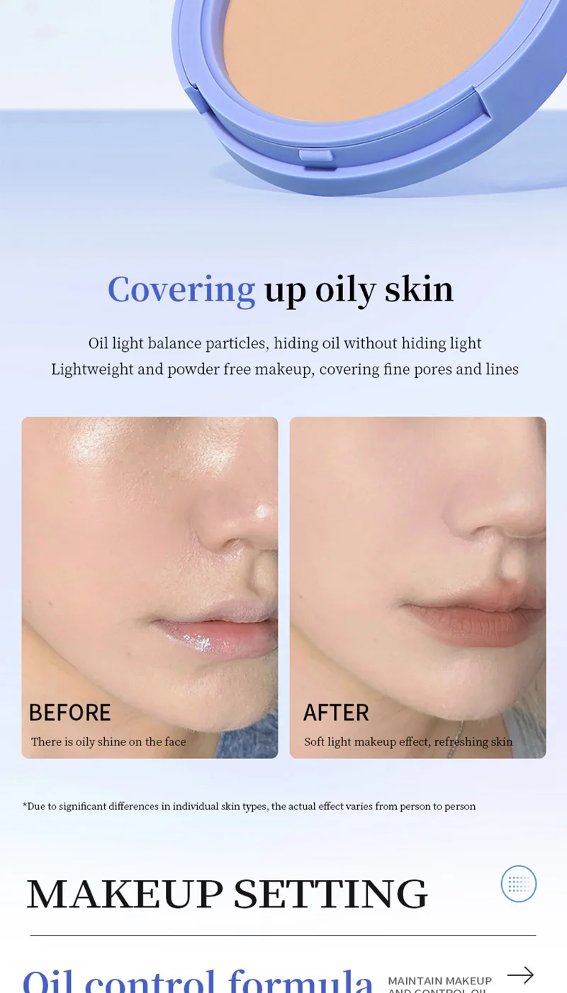 Life Girls Skin Tone Waterproof, Sweat-Proof Powder, Naturally Brightens, Conceals Concealer, Soft and Smooth, Natural and Transparent, Transparent Makeup, Own Puff