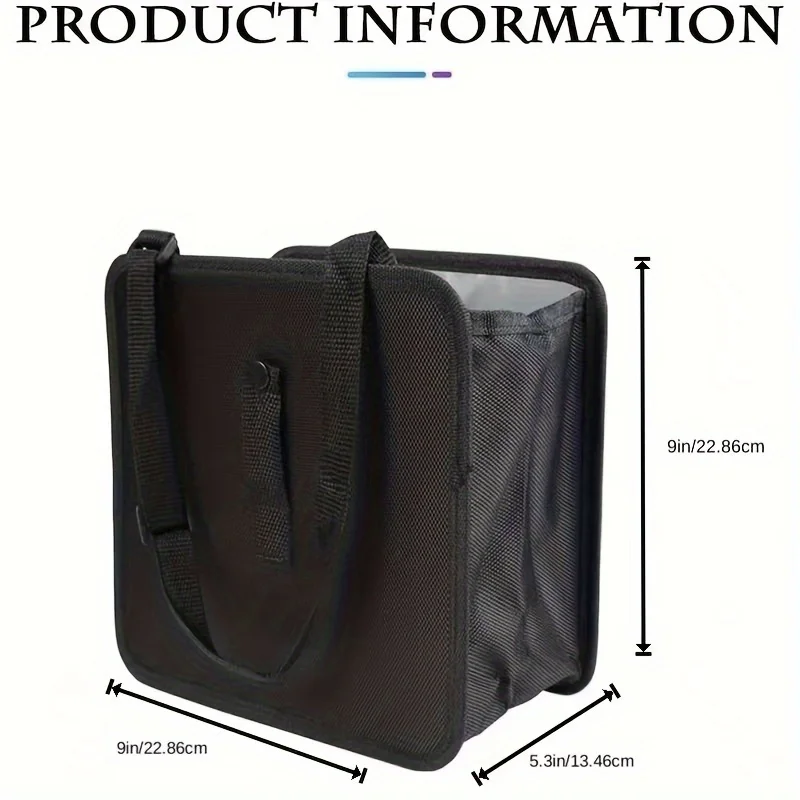 1pc Durable polyester fiber car trash can - Multi-functional folding hanging storage bag, zipper compartment, practical design