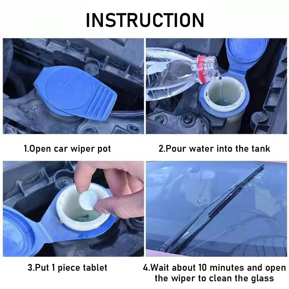 ISGTDRM Solid Cleaner Car Windscreen Cleaner Effervescent Tablet Auto Wiper Glass Solid Cleaning Concentrated Tablets Detergent