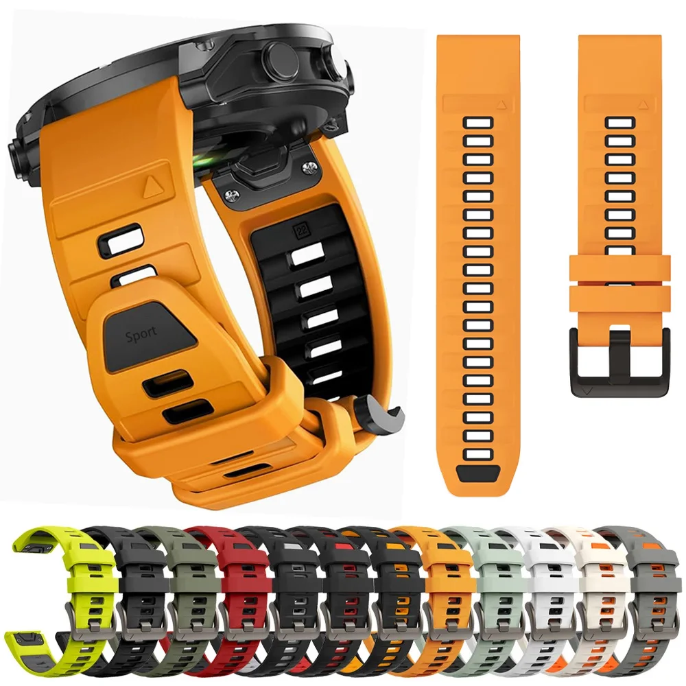 Sport Silicone Strap for Garmin Fenix 8 Pro 47mm 51mm E 7 7X/Epix Pro/6 6X/Enduro 3 Soft Bracelet 22/26mm Quickfit Official Band