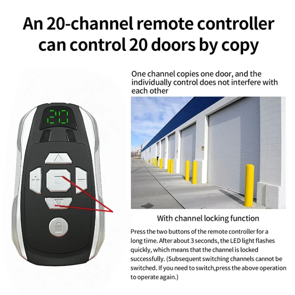 20-Channel Rechargeable Key Duplicator for Universal Garage Door Remote Control Gate Controller Clone Multi-frequency 300-915Mhz