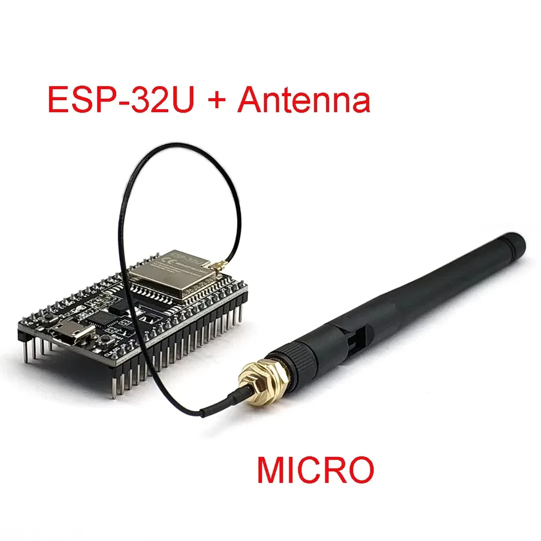 ESP32-WROOM-32U DevKitC WiFi Bluetooth IoT Development Board with 2.4G Antenna & Arduino+ Compatible for Wireless Programming