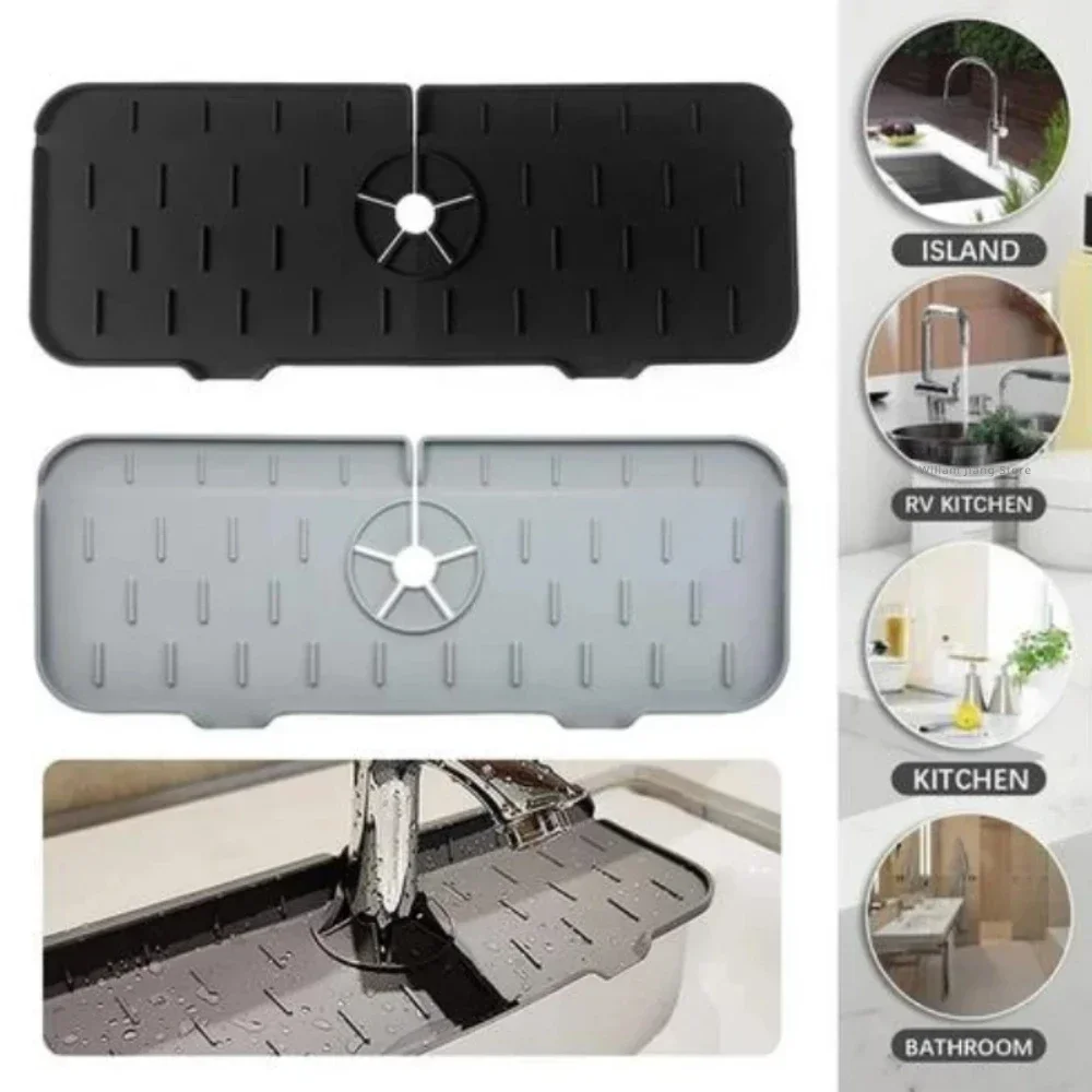 Silicone Mat Gourmet Faucet Kitchen Accessory Home Appliance Sponge Rack Kitchens Accessories Kitchen Sink Splash Guard for You