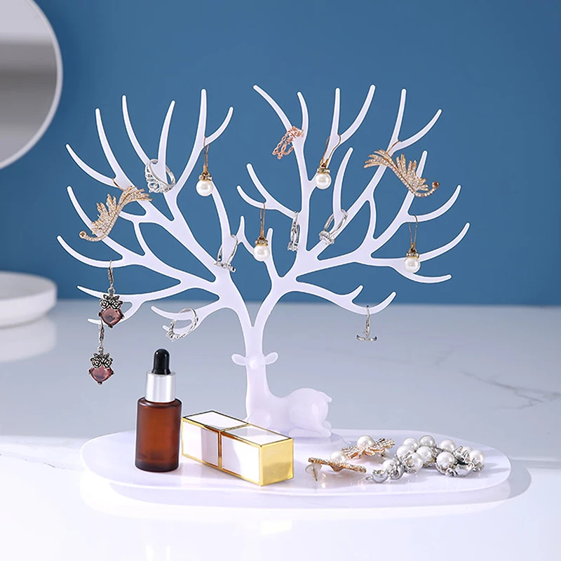 Jewelry Display Stand Tray Tree Storage Racks Earrings Necklaces Rings Jewelry Boxes Case Desktop Organizer Holder Make Up Decor