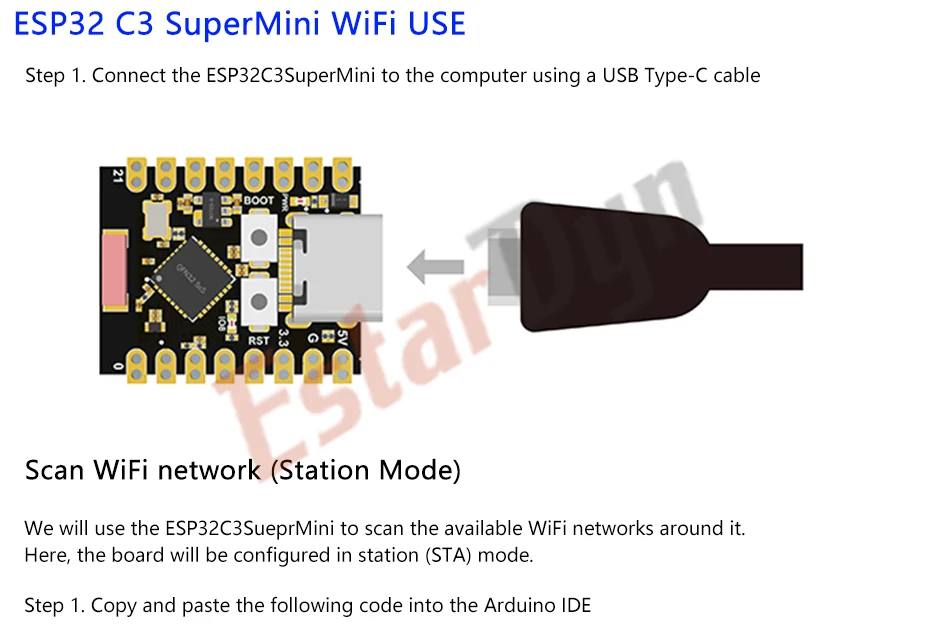 ESP32-C3 MINI Development Board ESP32 SuperMini Development Board ESP32-C3 Development Board WiFi Bluetooth Expansion Board