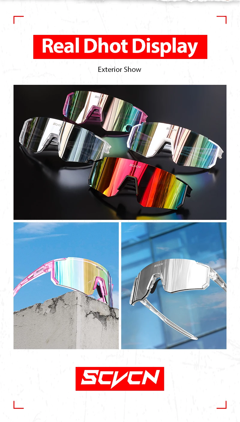 SCVCN New Outdoor Cycling Sunglasses Men Road Driving Bike Glasses Sports Mountain Climbing Women Bicycle Cycling UV400 Goggles