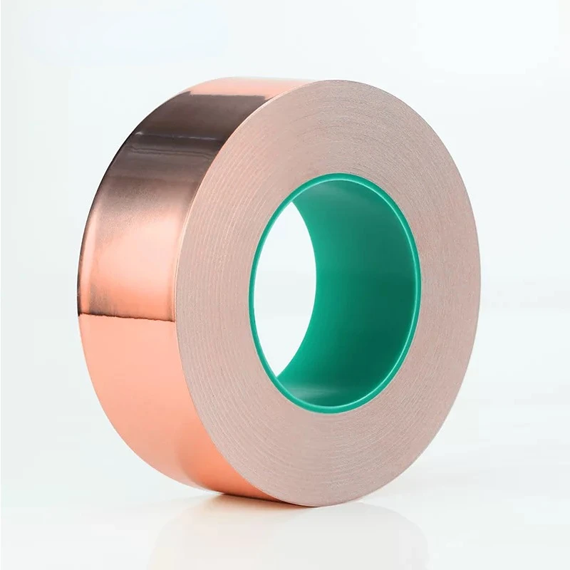 20m Doubel Side Conductive Copper Foil Tape Adhesive Strip Heat Shield Eliminate EMI Anti-static Repair Tape 0.05mm Thickness