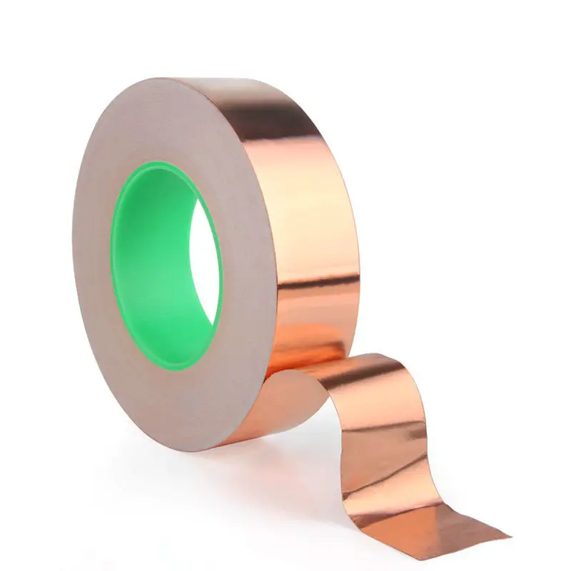 20m Doubel Side Conductive Copper Foil Tape Adhesive Strip Heat Shield Eliminate EMI Anti-static Repair Tape 0.05mm Thickness