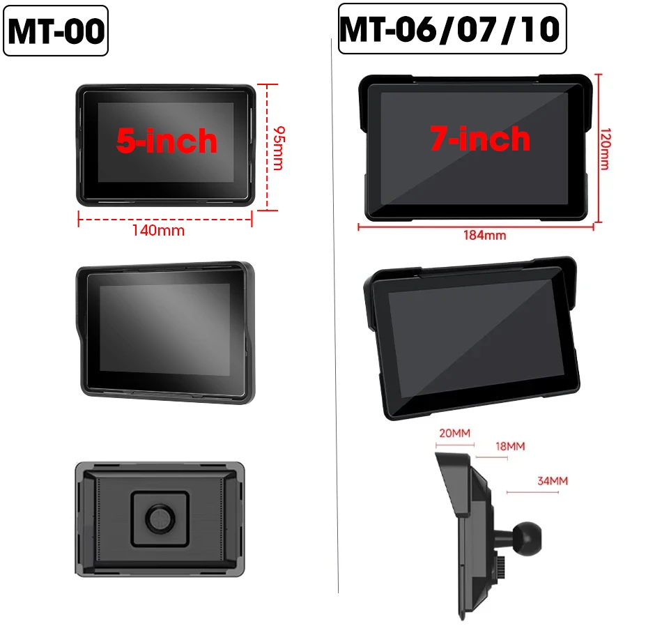 Jansite 5/7 inch Carplay Motorcycle DVR Navigation GPS Wireless CarPlay Android Auto IPX7 Display Screen Portable Moto Monitor