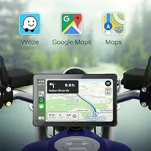 Jansite 5/7 inch Carplay Motorcycle DVR Navigation GPS Wireless CarPlay Android Auto IPX7 Display Screen Portable Moto Monitor