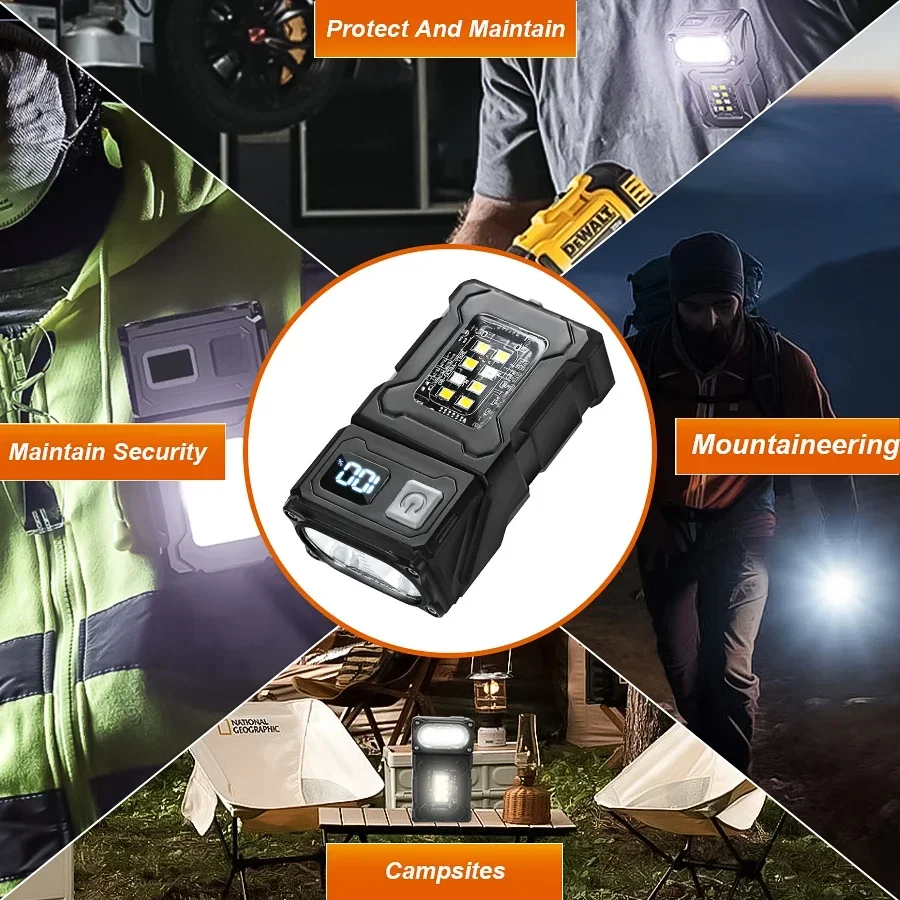 MINI USB Rechargeable LED Flashlight Portable Tail Magnet Flashlight Super Bright Camping Lantern Side COB Emergency Light