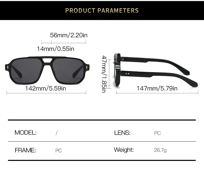 BOYSEEN Men's Square Tortoiseshell Sunglasses Preppy Style Black Frame Eyewear Can Make Prescription