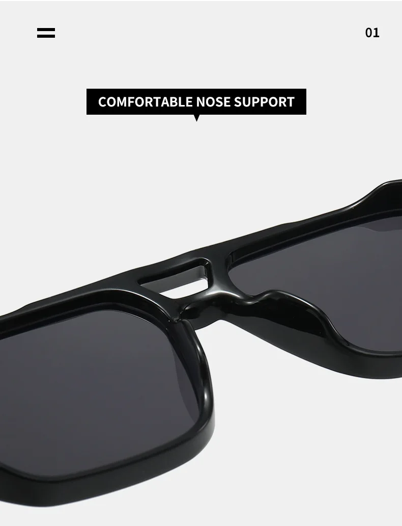 BOYSEEN Men's Square Tortoiseshell Sunglasses Preppy Style Black Frame Eyewear Can Make Prescription