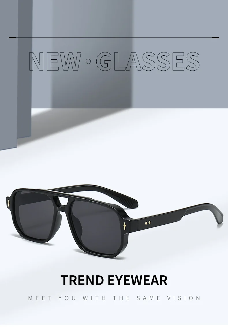 BOYSEEN Men's Square Tortoiseshell Sunglasses Preppy Style Black Frame Eyewear Can Make Prescription