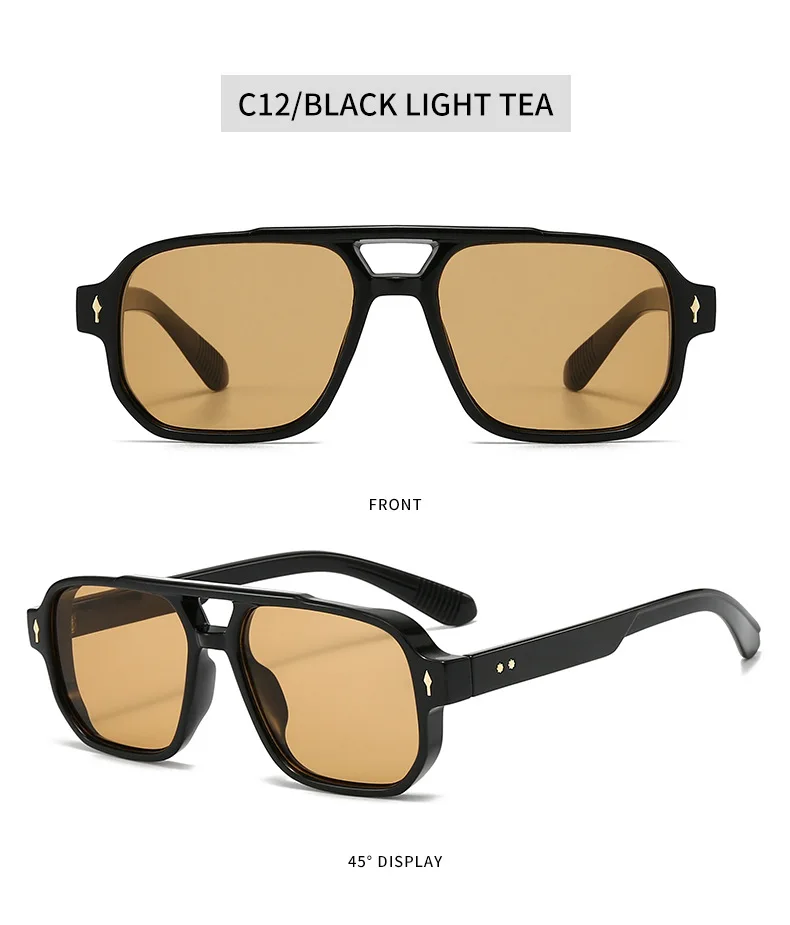 BOYSEEN Men's Square Tortoiseshell Sunglasses Preppy Style Black Frame Eyewear Can Make Prescription